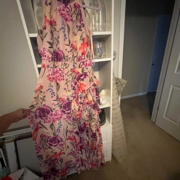 Eliza J Womens Dress Floral Halter Maxi Ruffle Size 16 - Picture 4 of 9